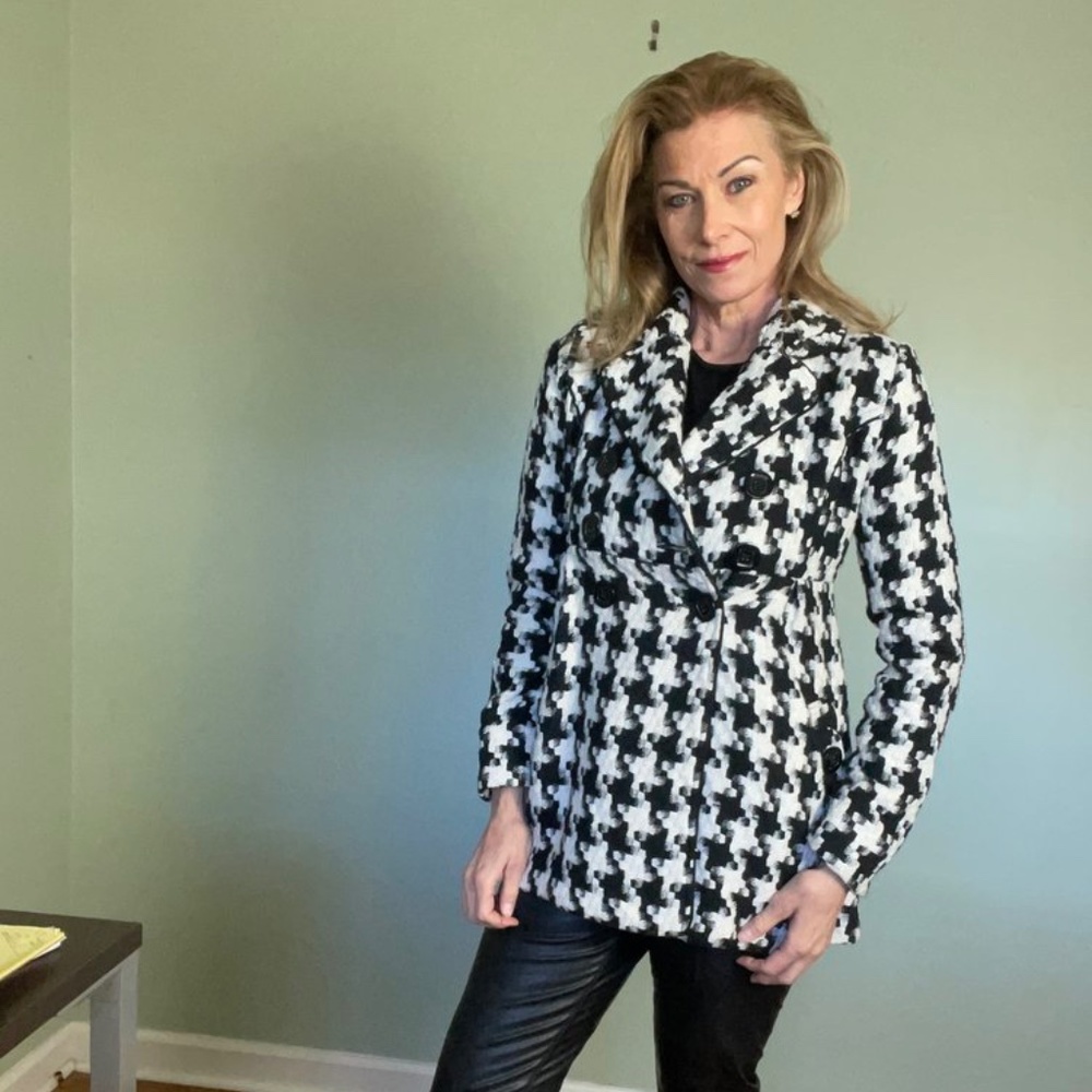 Candie's Black & Cream Car Coat